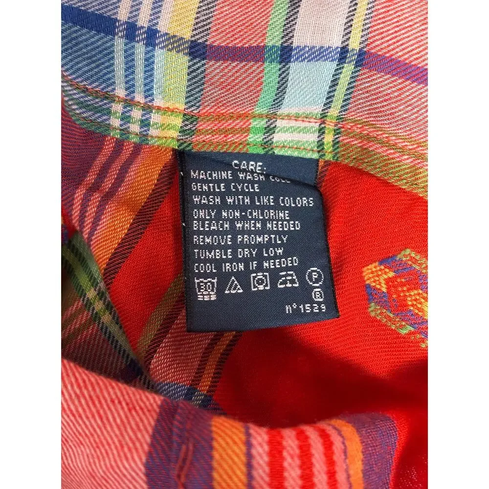 Ralph Lauren Shirt Boys 6 Multicolor Plaid Long Sleeve Button Front Madras